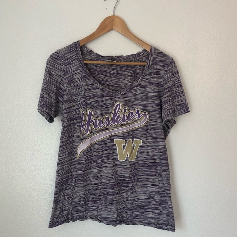 CREATIVE APPAREL UW Washington Huskies V Neck Marled T-Shirt Size XL